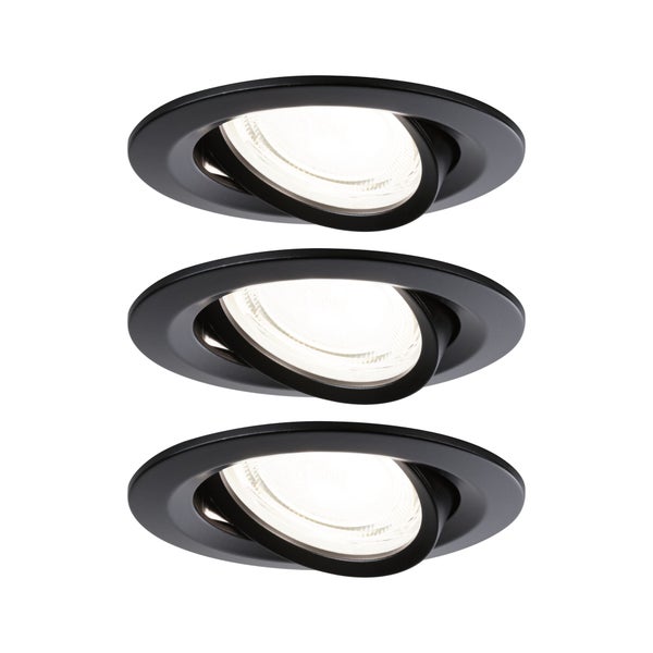 LED Einbauleuchte Nova Coin 3er-Set rund 84mm 50° 3x2,8W 3x505lm 230V 4000K Schwarz matt