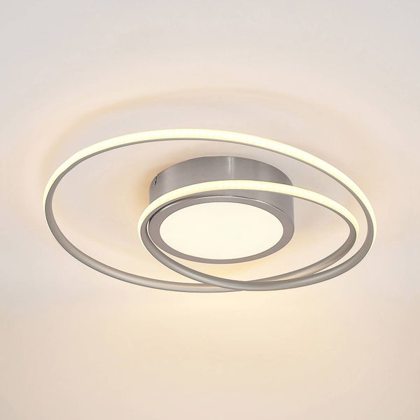 Lindby LED Deckenleuchte Bovia dimmbar mit Leselampe (Modern) in Alu aus Aluminium (1 flammig, ) - Lampe Deckenlampe Wohnzimmerleuchte