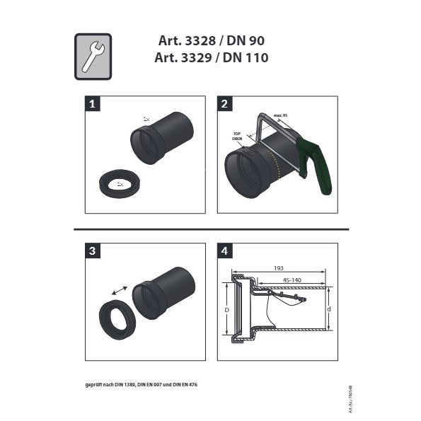 HAAS® Fremdeinspülstopp DN 90 Rattenstopp, 3328
