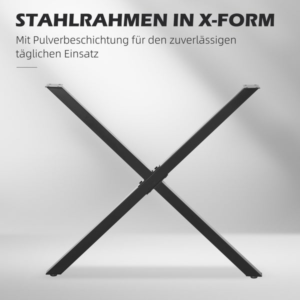 HOMCOM 2 Stück Tischbeine aus Stahl Tischgestell Tischfüße für Couchtisch Esstisch Schreibtisch in X-Form 72cm Schwarz