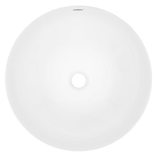 ECD Germany Waschbecken Waschtisch 400x400x135 mm Keramik Rund Weiß inkl. Ablaufgarnitur für Waschbecken ohne Überlauf Aufsatzbecken Aufsatzwaschbecken Aufsatzwaschtisch Waschschale Spülbecken Becken
