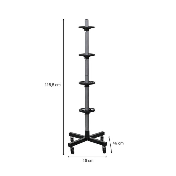 PROREGAL Fahrbarer Felgenbaum CARRERO für Autoreifen HxBxT 115,5x46x46cm, bis zu 4 Reifen, Schwarz