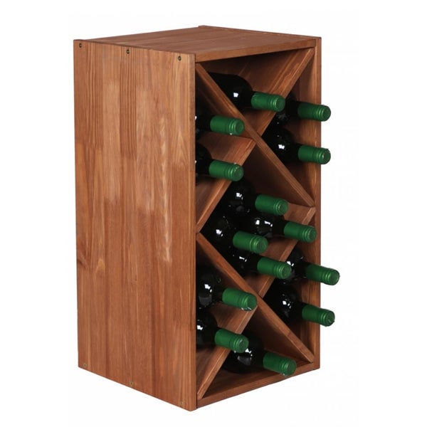 PROREGAL Modulares Weinregal Vincellar Mod HxBxT 30 x 60 x 30 cm Rauten Modul Für 14 Flaschen Massives Kiefernholz Braun Geölt