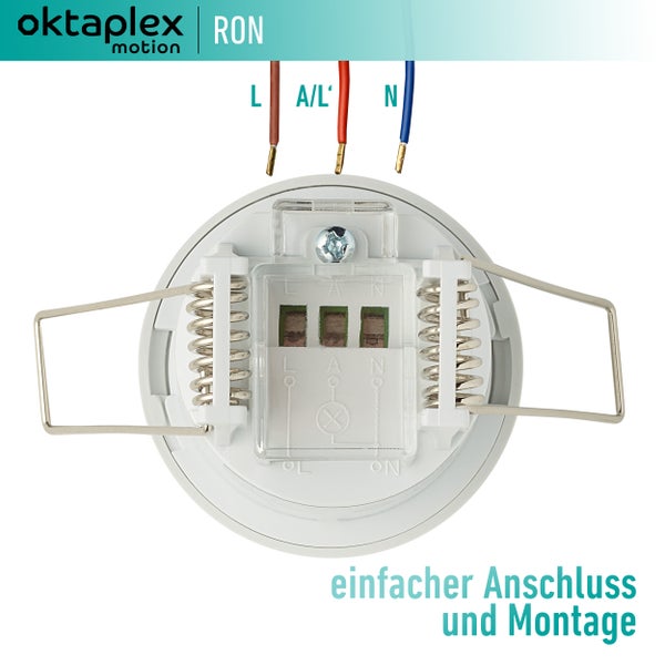 Oktaplex Ron Einbau-Bewegungsmelder 360 Grad 8m Innen 3-Draht LED geeignet
