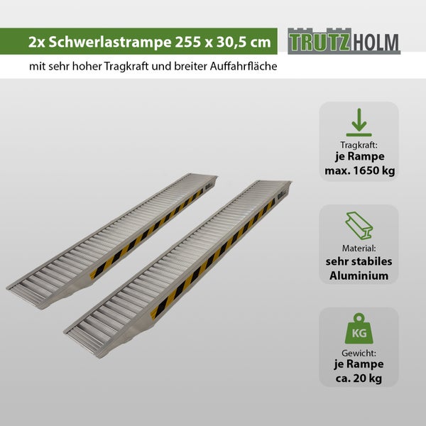 TRUTZHOLM 2 x Profi Schwerlastrampen 255 cm 3.300 kg Alu 30,5 cm Breite Rampen Verladerampen