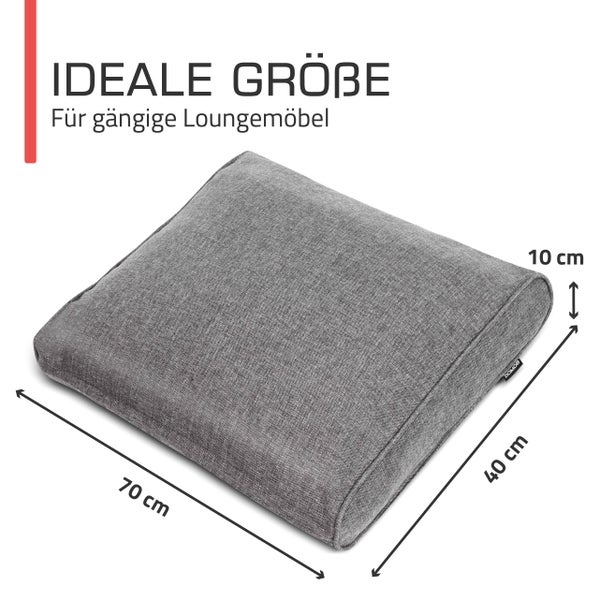 Quadratisches Loungemöbel Sitzkissen mit Maßen von 70 mal 40 mal 10 Zentimetern.