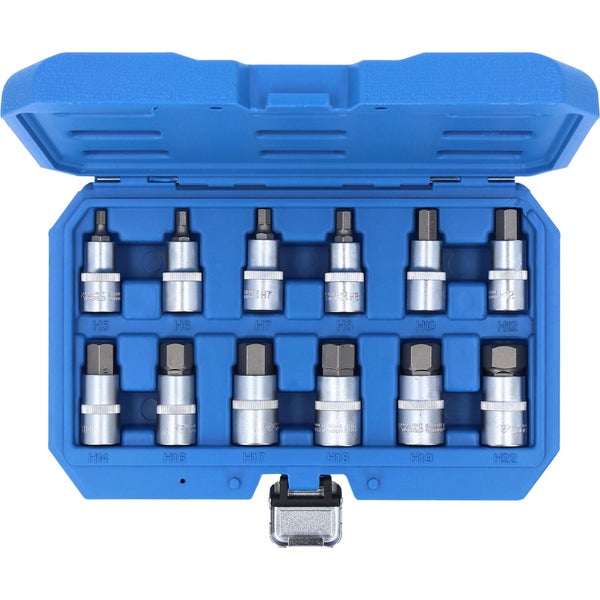 Steckschlüsselsatz mit Innensechskantprofil in blauem Koffer