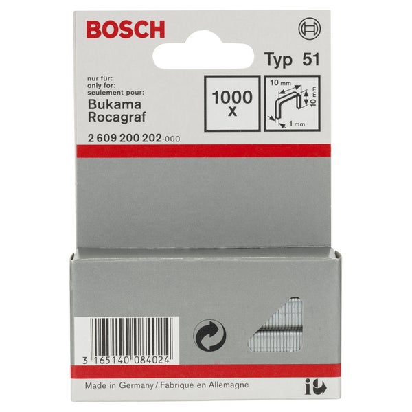 Bosch Heftklammern Typ 51, 1000 Stück, passend für Bukama Rocagraf