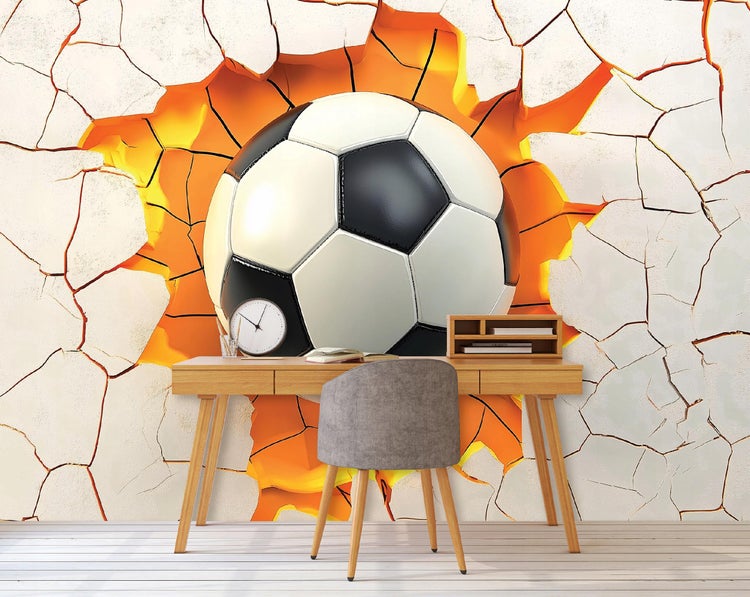 Fototapete Kinderzimmer Junge 3D Effekt Fußball Kinder Vlies Tapete 300x210 cm