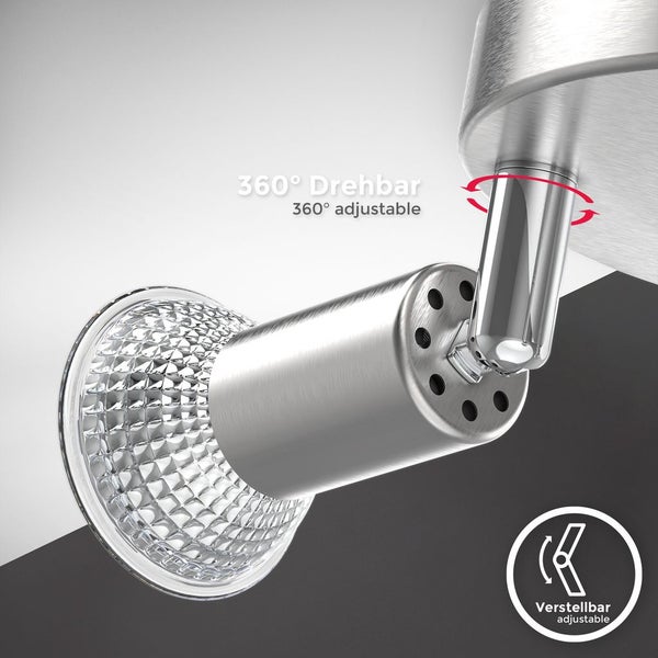 Deckenstrahler - 11,6W, 1040lm, LED, schwenkbar, GU10, Rondell, warmweiß, matt-nickel