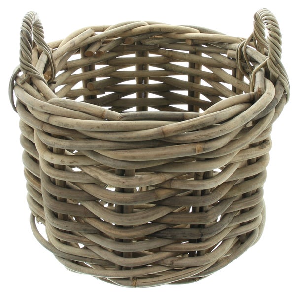 FRANK FLECHTWAREN | Rattankorb Rustikale Optik, RATTAN, Ø 50 x 38 cm