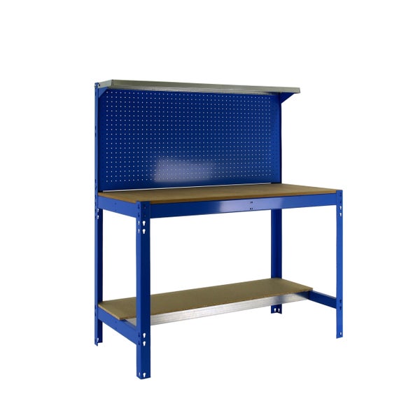 PROREGAL Werkbank Buffalo mit Werkzeugwand und Ablage HxBxT 84 x 90 x 61 cm Traglast 400 kg Blau