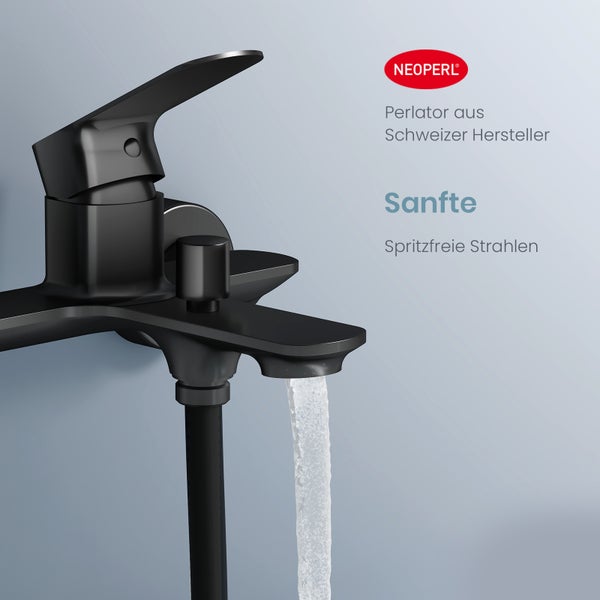 EMKE Duscharmatur Schwarz Matt, Einhebelmischer für Dusche, Moderne Mischbatterie Bad, Einhand-Brausearmatur mit G1/2 Anschluss, Stilvolle Badarmatur für Badezimmer,212mm x 183mm