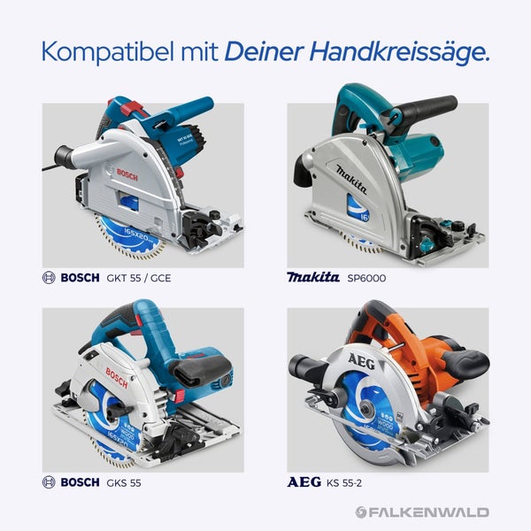 FALKENWALD® Sägeblatt 165x20 Holz 60 Zähne - Kreissägeblatt 165x20 - Kompatibel mit Makita Sägeblatt 165 DHS680RTJ, Makita SP 6000K1, Bosch GKT 55 GCE - 165x20 Sägeblatt
