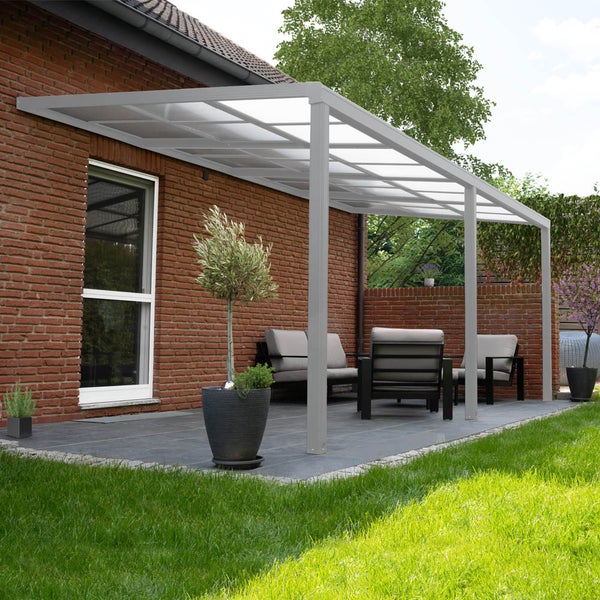 Home Deluxe - Terrassenüberdachung SOLIS DELUXE - Weiß, 579 x 295 x 233 / 272 cm - inkl. Schiebedachfunktion - inkl. Hohlkammerplatten, Montagematererial I Pergola Überdachung Terrassendach
