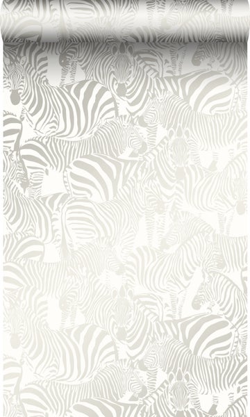 Origin Wallcoverings Tapete Zebras Silber - 53 cm x 10,05 m - 346836