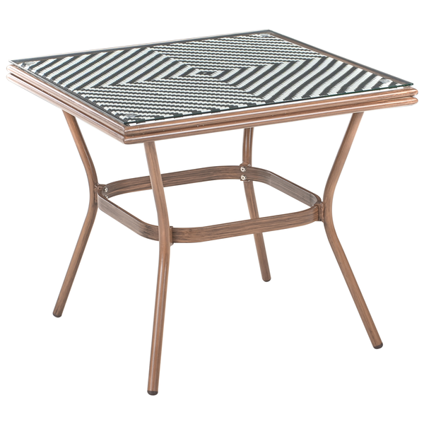 Outdoor Bistrotisch RIFREDDO 80 cm 80 cm Glas Schwarz / Weiß