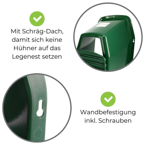 Legenester für Hühner Hühnerstall Zubehör Hühnernest Legenest Abrollnest mit Eierbox Geflügel Kunststoff Wandmontage