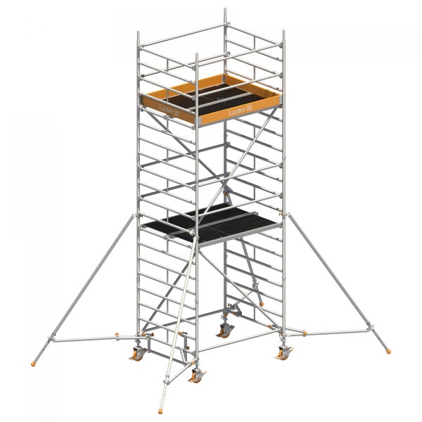 Layher Fahrgerüst mit zwei Plattformen und Auslegern