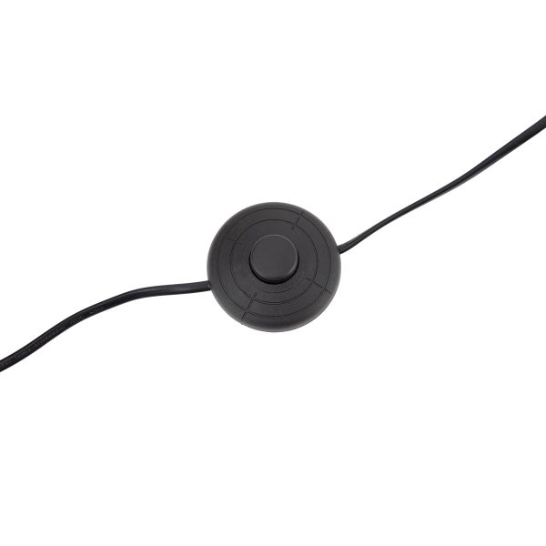 Runder Fußschalter aus Kunststoff in Schwarz mit Kabel für Lampen.