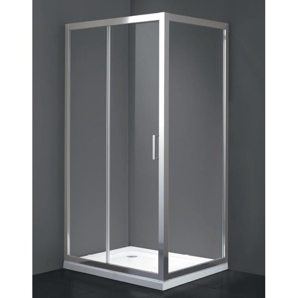 Duschwanne 65X140 cm Vulcano Line Slim Weiß + Duschkabine 65x140 cm Höhe 200 cm mit einem Festglas und Frontöffnung mit 2 Gläsern - FRASCIO