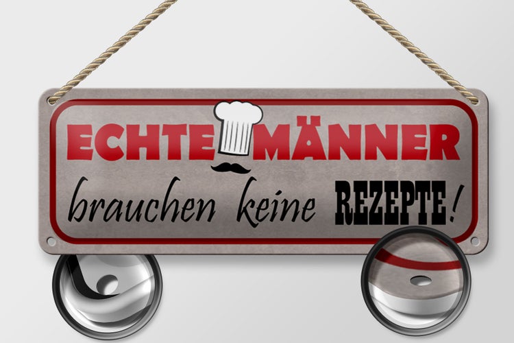 Blechschild Spruch 27x10cm Männer brauchen keine Rezepte Dekoration