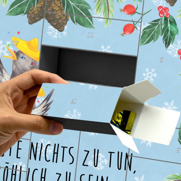Mr. & Mrs. Panda Befüllbarer Adventskalender Rabe Sombrero - Blau Pastell