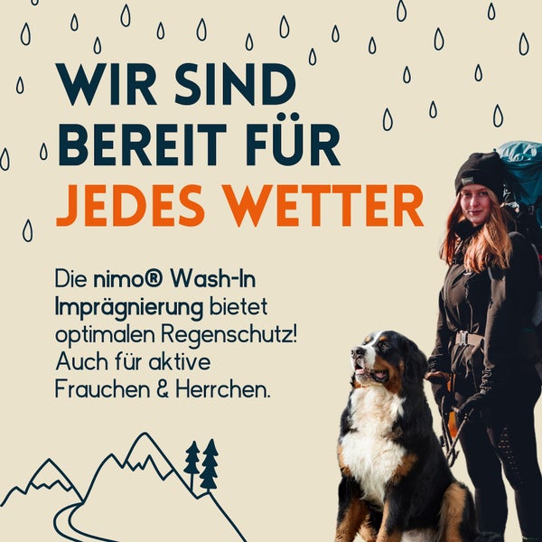 nimo® Wash-In Imprägnierung für Funktionskleidung • Versiegelung zum Schutz gegen Nässe und Schmutz
