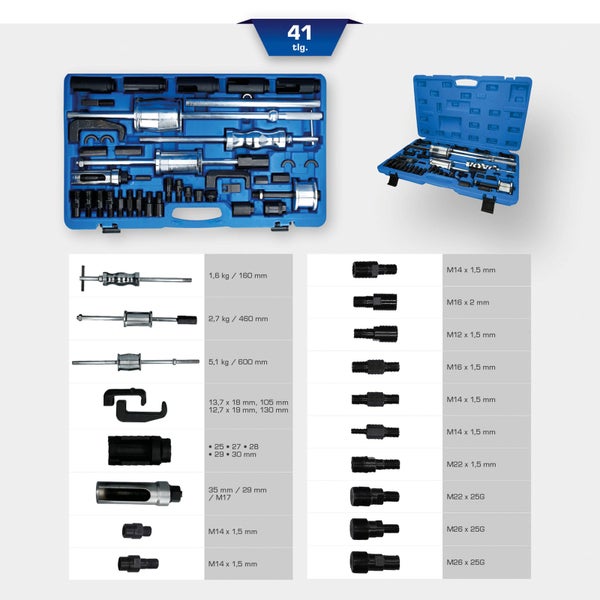 Blauer Werkzeugkoffer von Brilliant Tools, geöffnet.