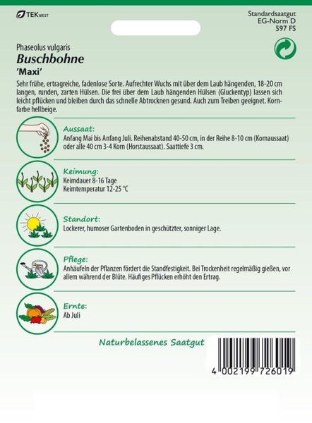 Samenpackung Buschbohne Maxi