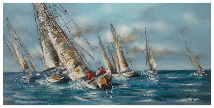 Handgemaltes Gemälde Acrylfarbe 120x60cm Blau
