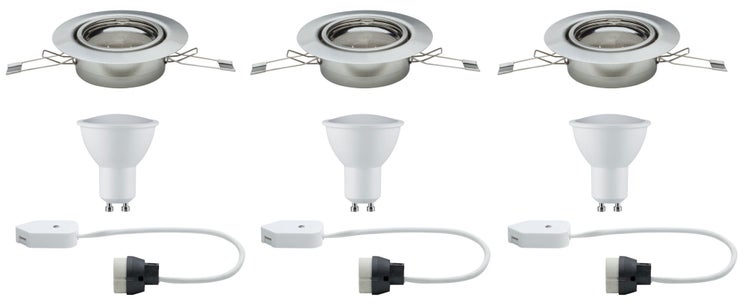 LED Einbauleuchte rund 90mm 20° GU10 3x4,5W 3x340lm 230V 2700K Eisen gebürstet