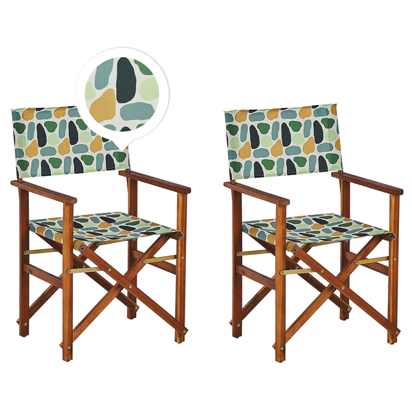 Gartenstuhl 2er Set CINE Akazienholz Bunt