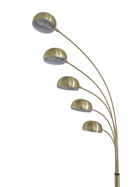 Stehleuchte mit fünf Leuchtenarmen und halbkugelförmigen Lampenschirmen