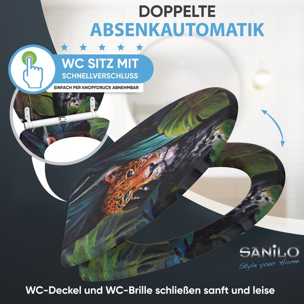 Sanilo WC Sitz mit Absenkautomatik und Schnellverschluss mit Leopardenmotiv