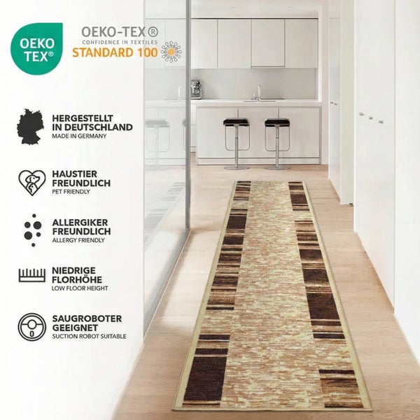 Läufer im Flur mit Öko-Tex Standard 100 Siegel, geeignet für Haustiere, Allergiker und Saugroboter