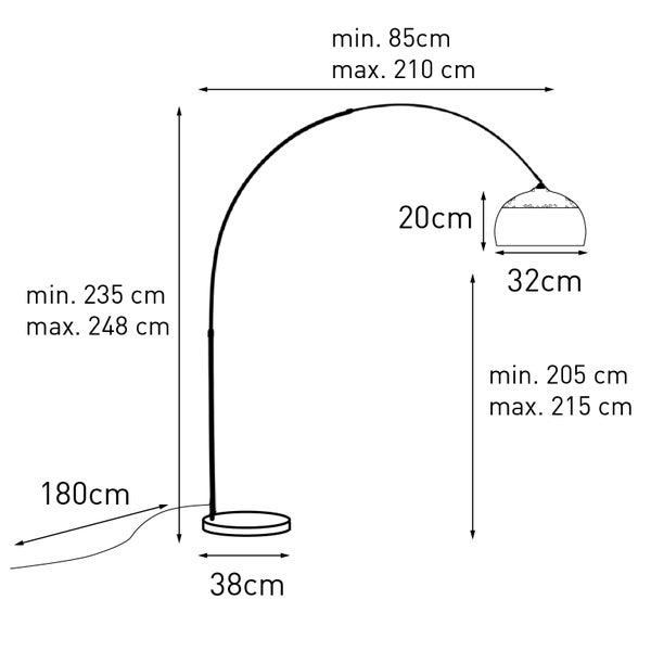 Abmessungen einer Stehlampe