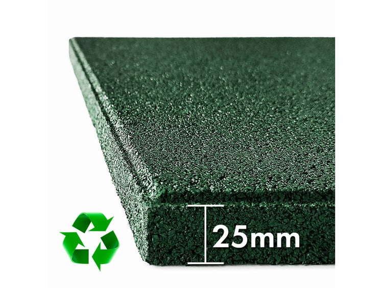 FLOORDIREKT Fallschutzmatte - Elastikmatte - Fallschutzplatte mit Drainage - Grün - 50 x 50 x 2,5 cm