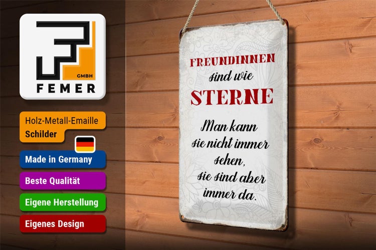 Blechschild Spruch 20x30cm Freundinnen sind wie Sterne