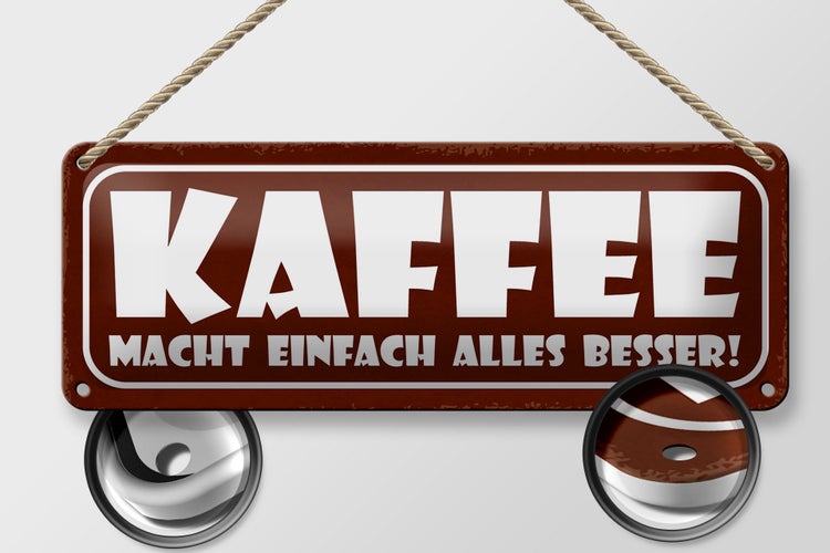Blechschild Spruch 27x10cm Kaffee macht alles besser Dekoration