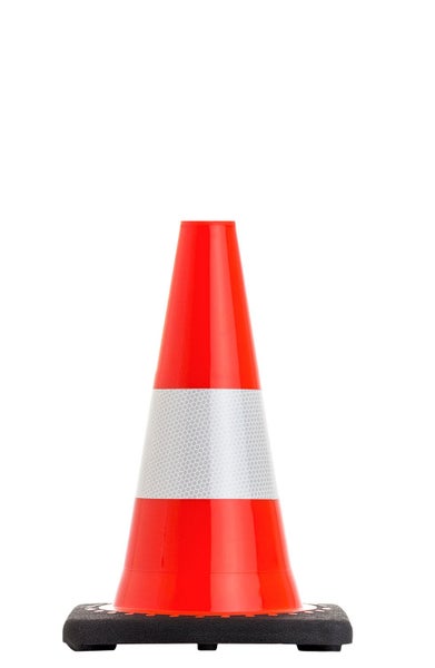 UvV FLEX Leitkegel, Pylon, Markierkegel 300 mm 1 kg schwer mit oder ohne Reflexfolie / Ohne Folie