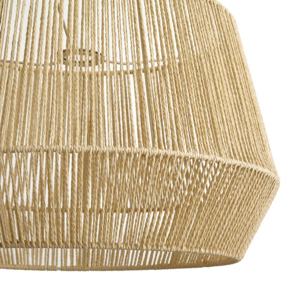 Hängeleuchtenschirm aus geflochtenem Material in Seiloptik für Innenbeleuchtung.
