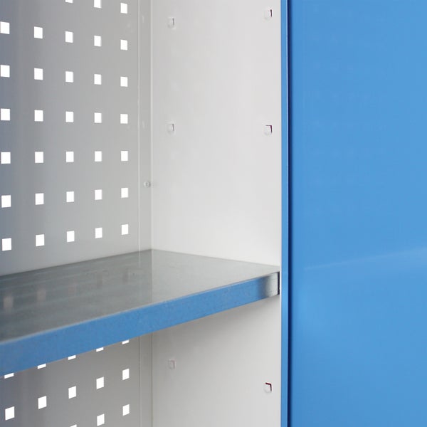 PROREGAL Werkzeugwandschrank mit 2 Türen 3 Fachboden HxBxT 75 x 100 x 20 cm Lichtgrau Blau