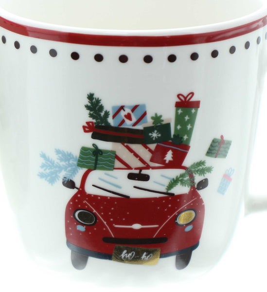 FRANK FLECHTWAREN | Tasse Weihnachtstour, 2er Set, 9 x 6 x 9 cm, PORZELLAN