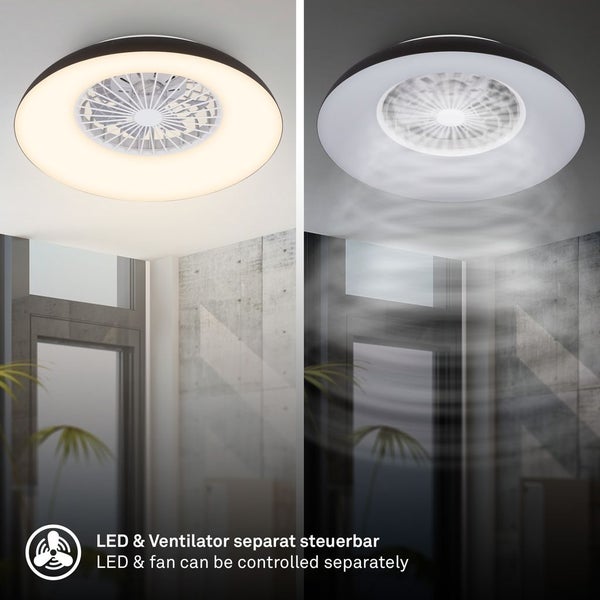 LED Deckenleuchte mit Ventilator, LED und Ventilator separat steuerbar