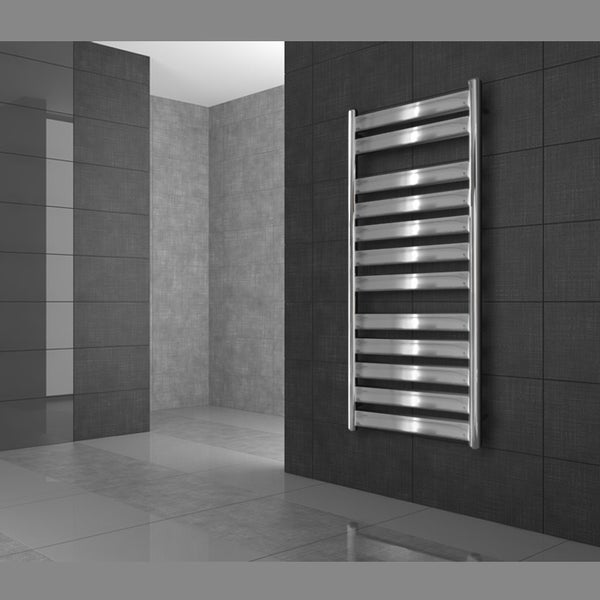 ECD Germany Design Badheizkörper Tharr Elektrisch 500 x 950 mm Chrom mit Heizstab 300W Designheizkörper Paneelheizkörper Flachheizkörper Heizkörper Handtuchwärmer Handtuchtrockner Wandheizung Heizung