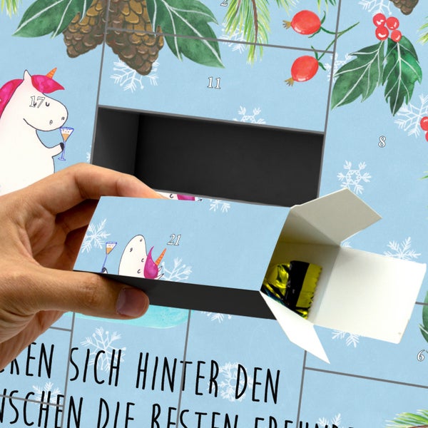 Mr. & Mrs. Panda Befüllbarer Adventskalender Einhorn Sekt - Blau Pastell