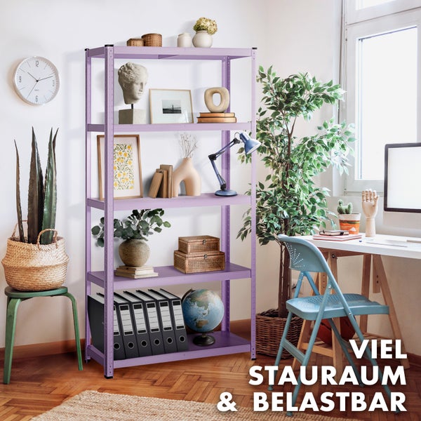 FLOORDIREKT Buntregal Kleur - Pastellfarben - Modernes Wohnregal - Pastellviolett - 172 x 90 x 30 cm