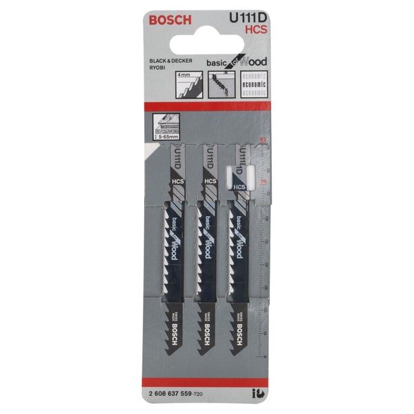 Bosch 3x Stichsägeblatt U 111 D Basic for Wood - 2608637559