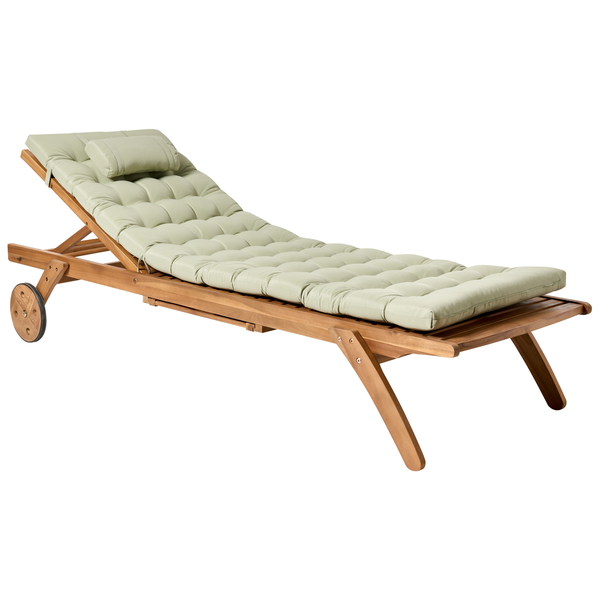 Sonnenliege mit Kissen CESANA PREMIUM Akazienholz Hellgrün